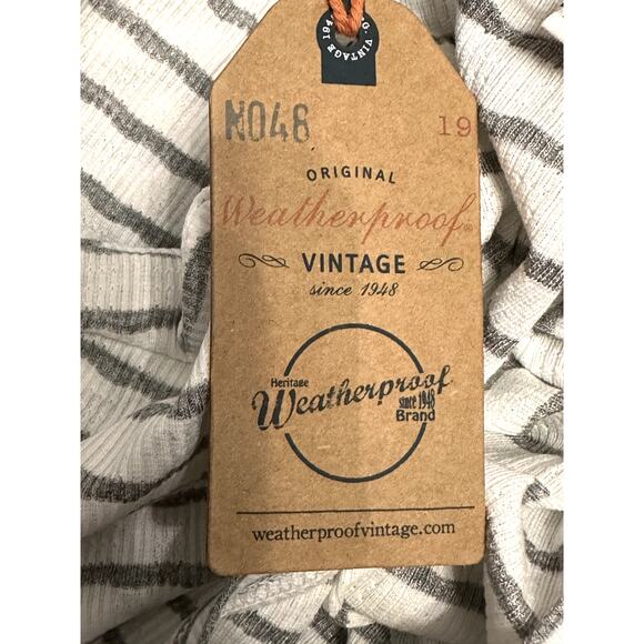 Weatherproof Vintage Top Striped Long Sleeve Relaxed Fit Ribbed Gray/Cream M NWT - Picture 7 of 9